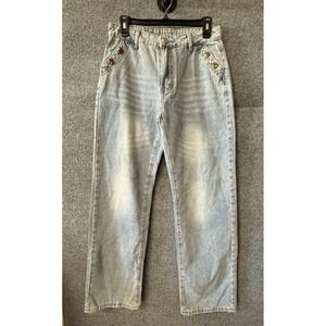 Women High Waist Straight Leg Jeans Relaxed Loose Denim Pants Light wash J101